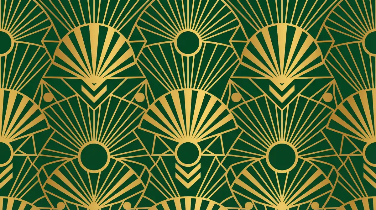 Art Deco金色扇形几何图案