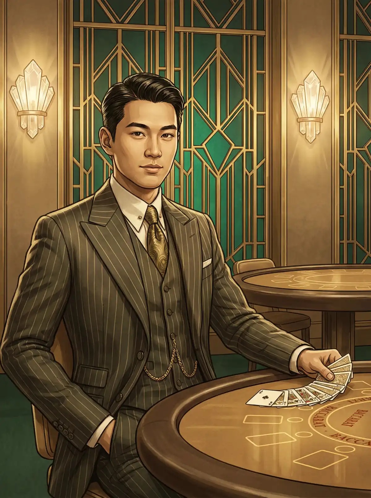 年轻玩家小李的Art Deco风格肖像